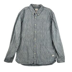 Quiksilver Men's XL Blue Patterned Long Sleeve Button Down Modern Shirt